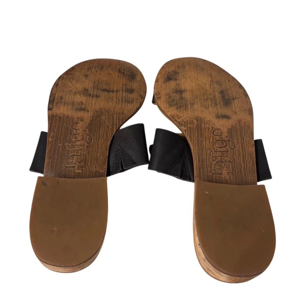 Latigo Rush Black Leather Women's Sandals Block Heel Slip-On Leather Sandals